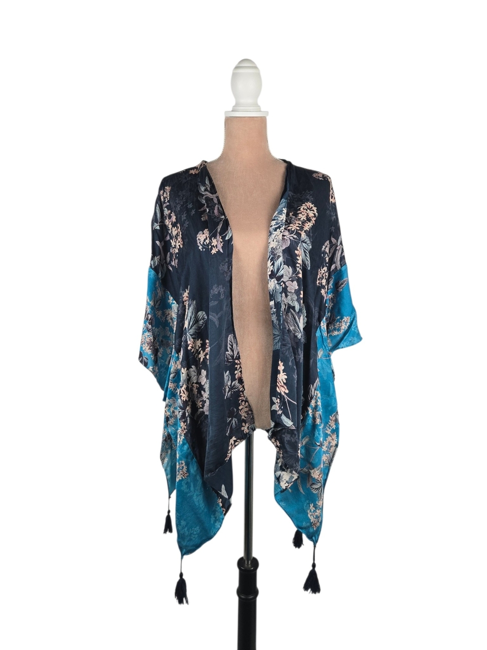 Kachel x Anthropologie Jamie Tasseled Kimono Navy Teal OS